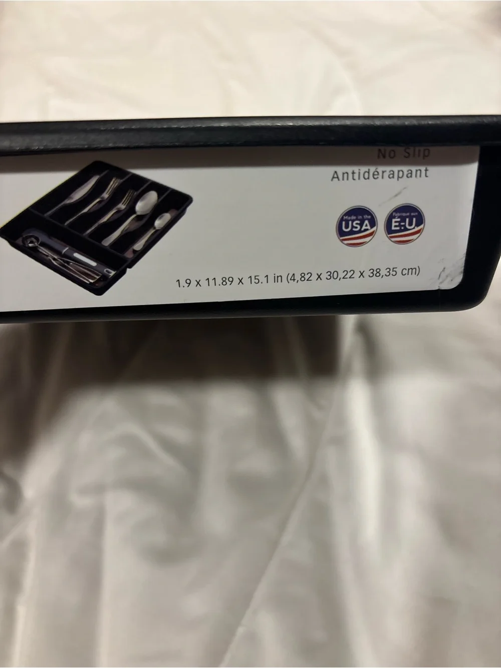 Rubbermaid Black and Light Gray Drawer Silverware Organizer No slip tray